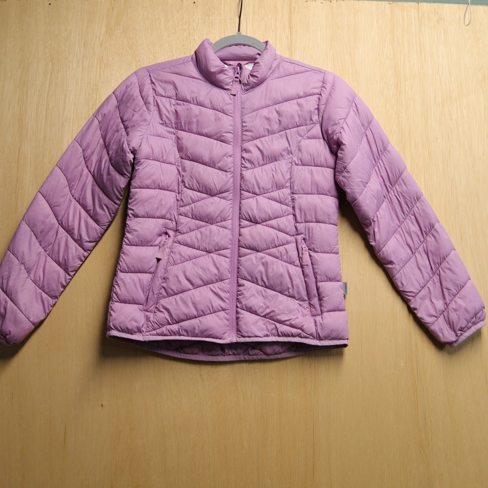 Magellan Outdoors Girls Purple Puffer Jacket Full Zip Quilted Coat Size M 10-12